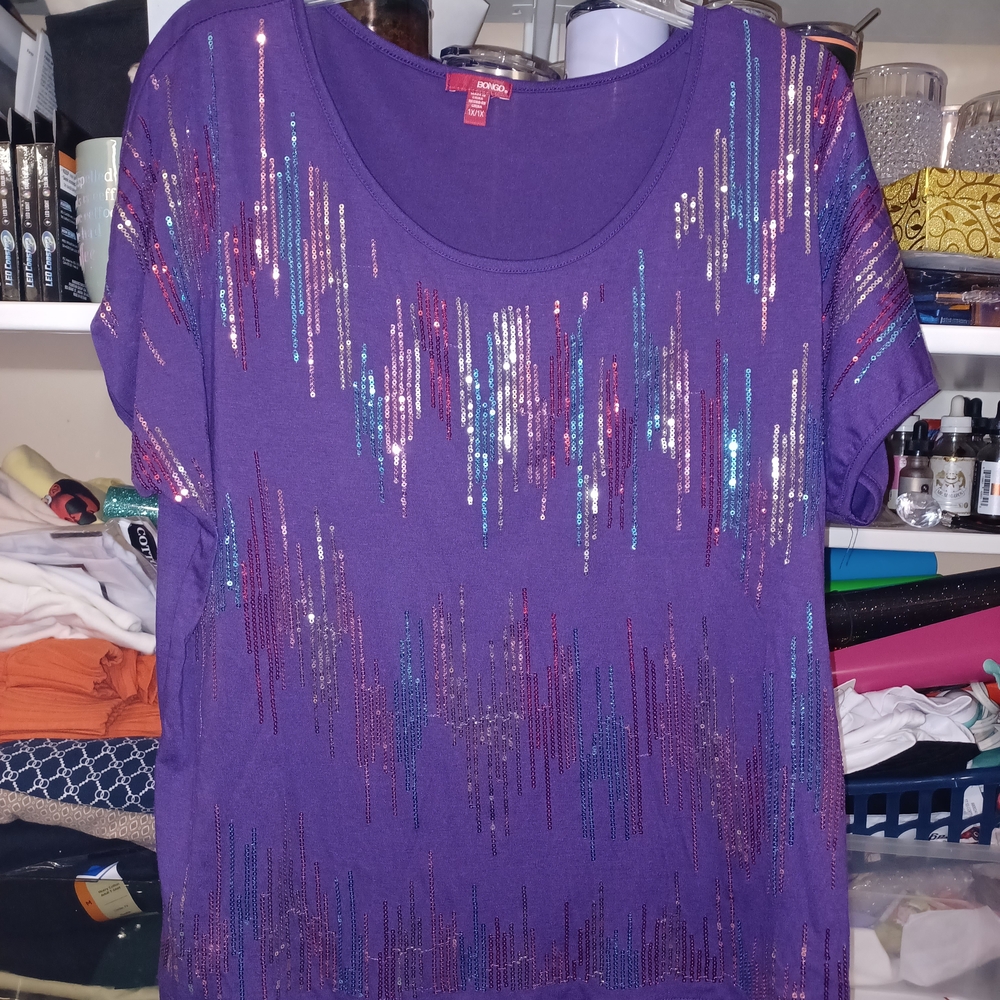 Purple Sequin Embellished Top